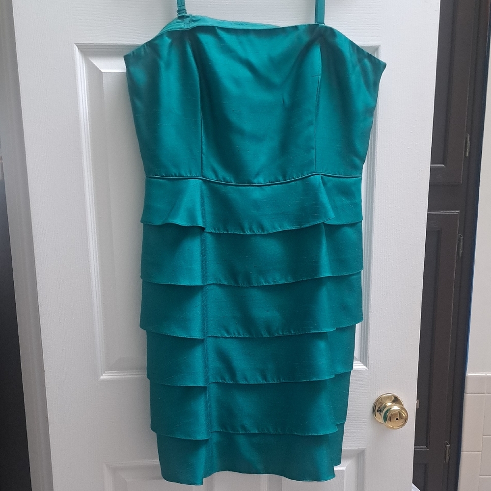Tahari Teal Strapless Dress 14